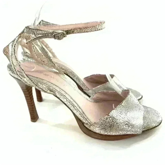 Nine West womens heels size 8 Magnar silver crackled leather holiday new years - Picture 15 of 15